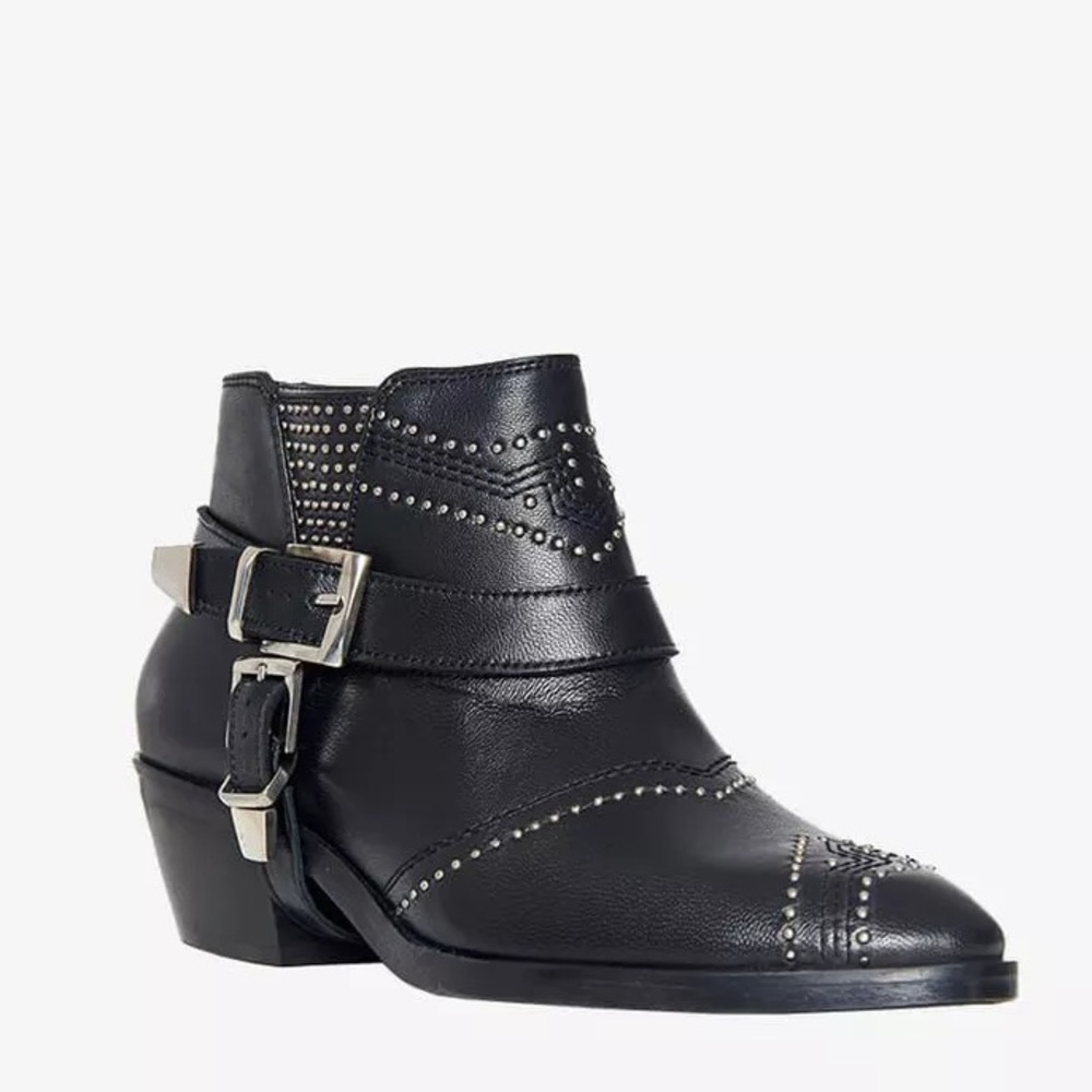 ANINE BING BIANCA BLACK LEATHER STUD ANKLE BOOTS